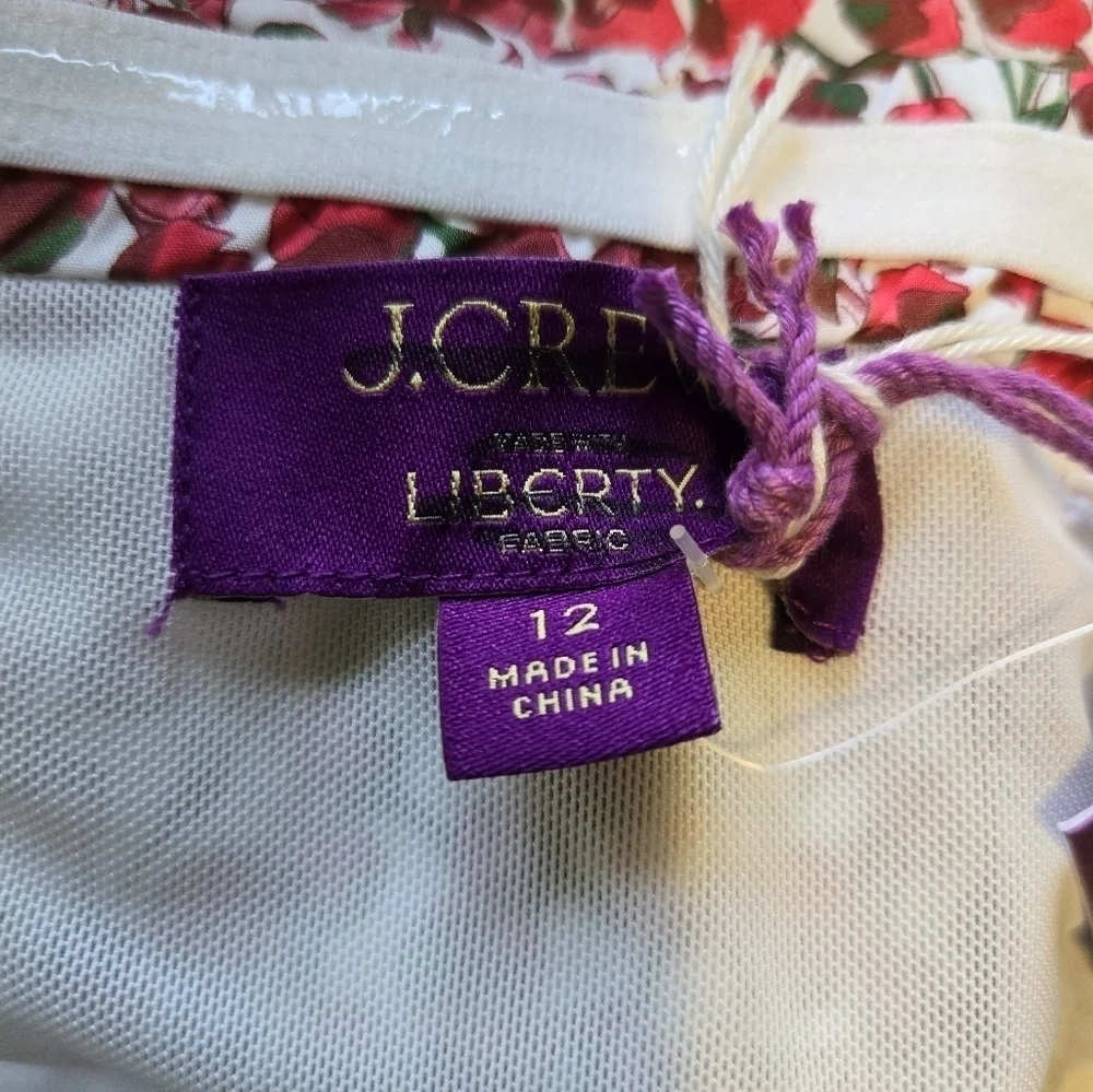 J. Crew Cropped Liberty® Strawberry Top Sz 12 NWT Festival Boho Y2K Coquette - Picture 7 of 12